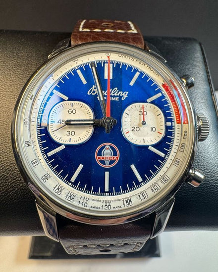 No Reserve - Breitling Top Time "Shelby Cobra" 41MM Blue Dial Leather Strap (AB01763A1C1X1)