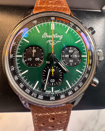 No Reserve - 2023 Breitling Top Time "Ford Mustang" 42MM Green Dial Leather Strap (A25310)