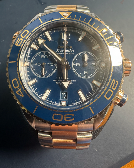 No Reserve - 2021 Omega Seamaster Planet Ocean 600M Chronograph 45.5MM Blue Dial Two-Tone Bracelet (215.20.46.51.03.001)