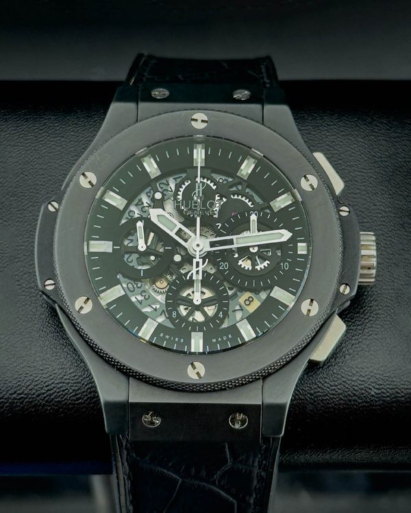 Hublot Big Bang Aero Bang "Black Magic" 44MM Skeleton Dial Leather Strap (311.CI.1170.GR)