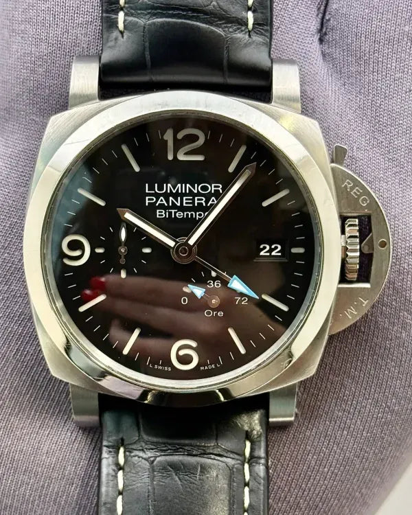 Panerai Luminor Bitempo 44MM Black Dial Leather Strap (PAM01360)