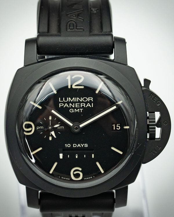 2019 Panerai Luminor 1950 10 Days GMT 44MM Black Dial Rubber Strap (PAM00335)