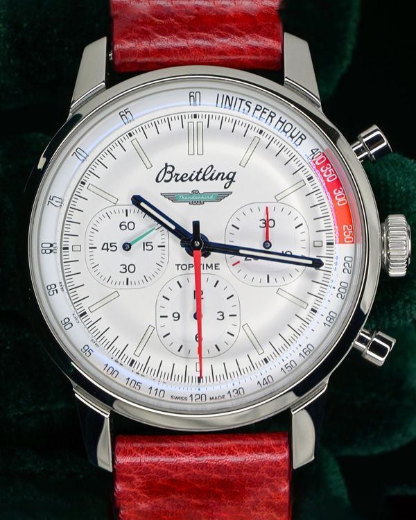 2025 Breitling Top Time "Ford Thunderbird" 41MM White Dial Leather Strap (AB01766A1A1X1)