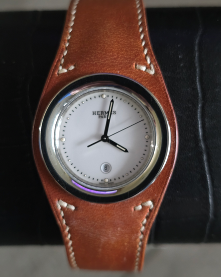 Hermès Harnais 36MM Quartz White Dial Leather Strap (HA1710)