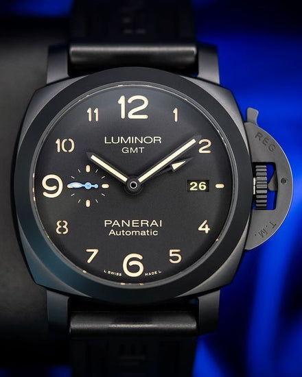 2019 Panerai Luminor 1950 3 Days GMT 44MM Black Dial Rubber Strap (PAM01441)