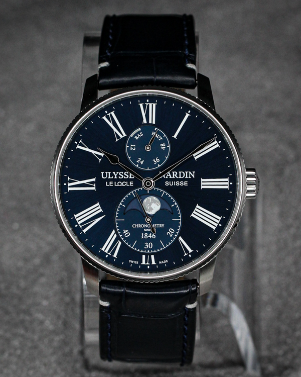 2022 Ulysse Nardin Marine Torpilleur Moonphase L.E. 42MM Blue Dial Leather Strap (1193-310LE-3A-175/1A)