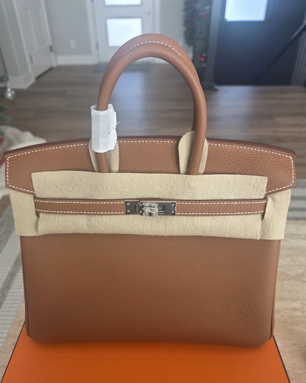 2025 Hermès Birkin Togo 5.11 x 9.84 x 7.08IN Leather Palladium-Tone Hardware Leather Strap (25)
