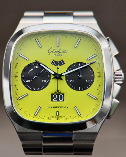2026 Glashütte Original Seventies Panorama Date L.E. 40MM Yellow Dial Steel Bracelet (1-37-02-19-02-70)