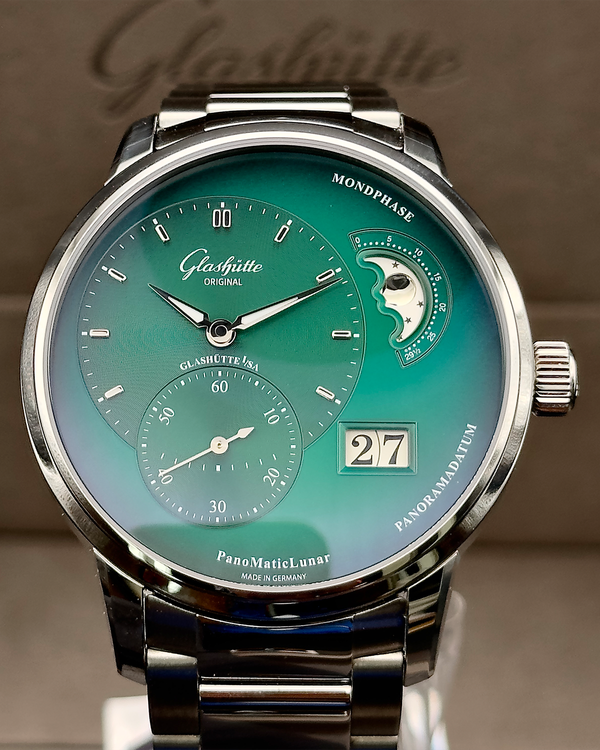 2026 Glashütte Original PanoMaticLunar 40MM Green Dial Steel Bracelet (1-90-02-13-32-70)