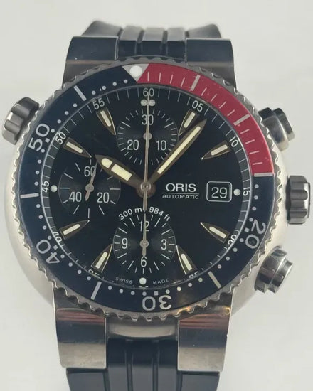 Oris TT1 Diver Chronograph 44MM Black Dial Rubber Strap (7542P)