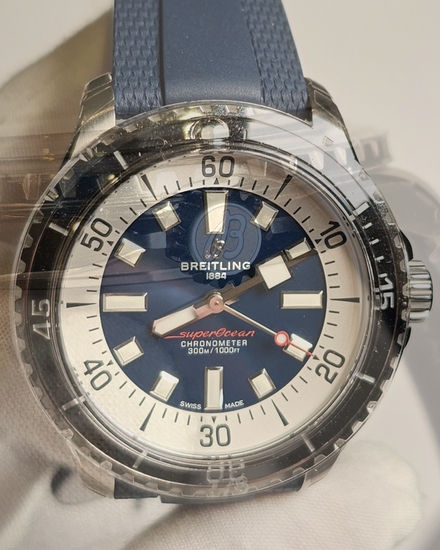 2022 Breitling Superocean 44MM Blue Dial Rubber Strap (A17376)