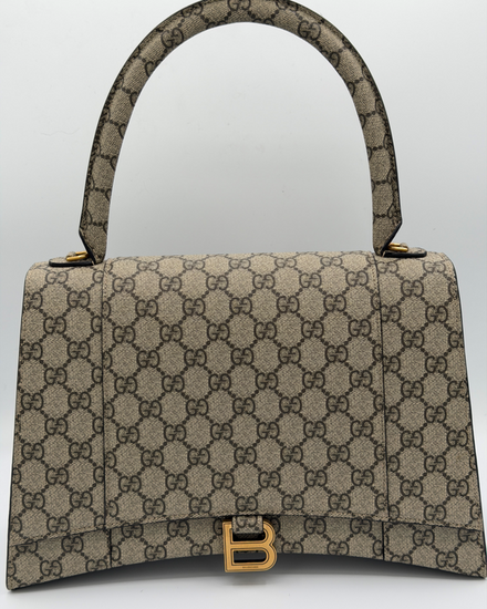 Limited Gucci GG Marmont Gucci x Balenciaga 9.25 x 11.25 x 4.5IN Leather Gold-Tone Hardware Leather Strap (GG Supreme)