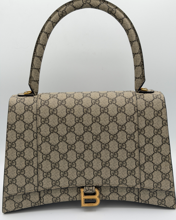 Limited Gucci GG Marmont Gucci x Balenciaga 9.25 x 11.25 x 4.5IN Leather Gold-Tone Hardware Leather Strap (GG Supreme)
