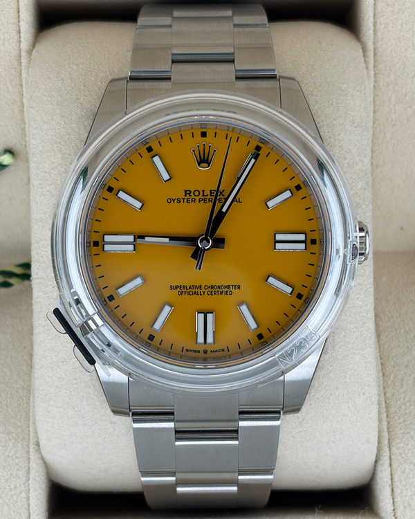 Rolex Oyster Perpetual 41MM Yellow Dial Oyster Bracelet (124300)