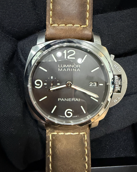 2011 Panerai Luminor Marina 1950 3 Days 44MM Black Dial Leather Strap (PAM00312)