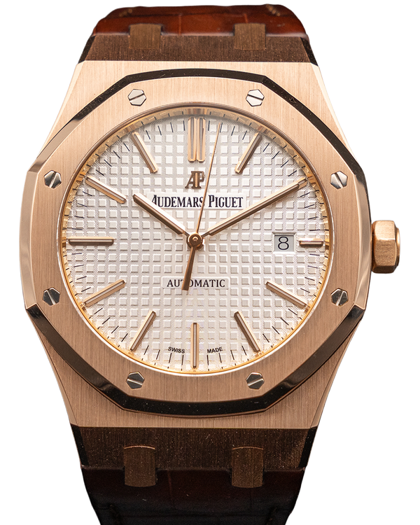 2017 Audemars Piguet Royal Oak 41MM Silver Dial Leather Strap (15400OR)