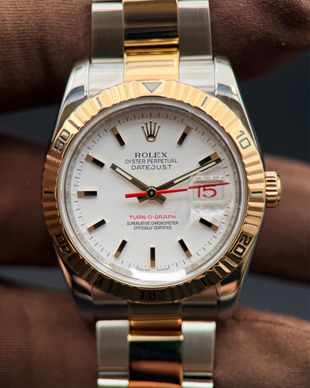 Rolex Datejust Turn-O-Graph 36MM White Dial Two-Tone Oyster Bracelet (116263)