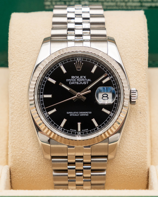 2011 Rolex Datejust 36MM Black Dial Super Jubilee Bracelet (116234)