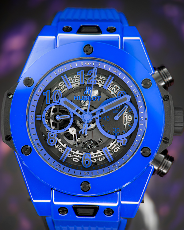 2021 Hublot Big Bang Unico "Blue Magic" L.E. 45MM Skeleton Dial Rubber Strap (411.ES.5119.RX)