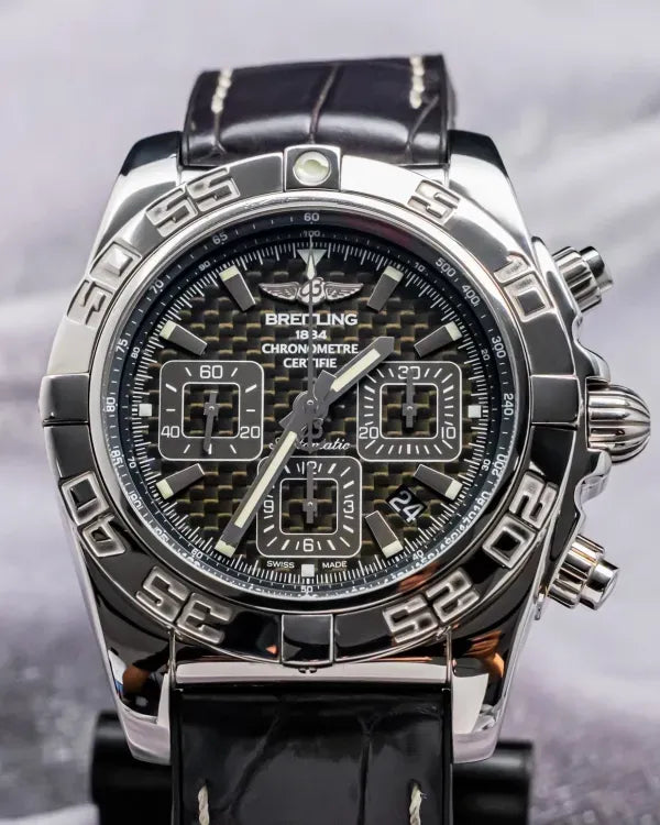 2017 Breitling Chronomat B01 44MM Carbon Fiber Dial Leather Strap (AB011012/BF76)
