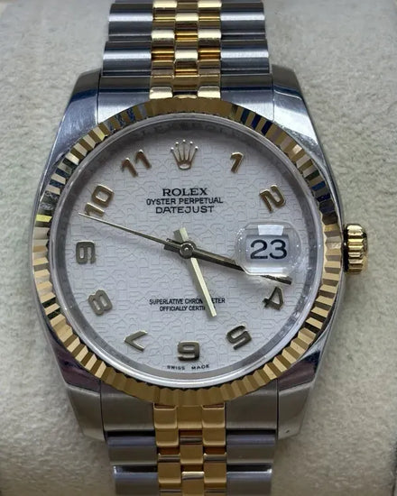 Rolex Datejust 36MM Beige "Jubilee Motif" Dial Two-Tone Super Jubilee Bracelet (116233)