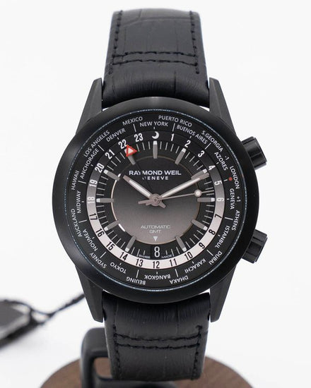 Raymond Weil Freelancer GMT Worldtimer 40.5MM Black Dial Leather Strap (2765-BKC-20001)