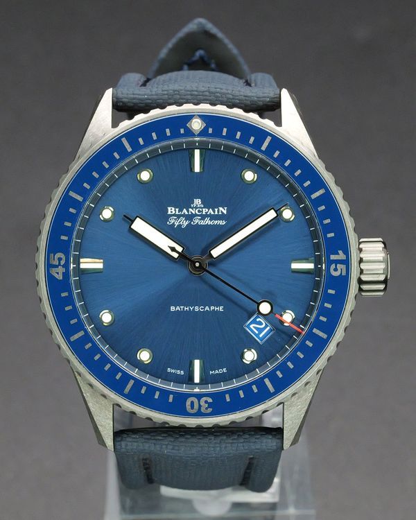 2022 Blancpain Fifty Fathoms Bathyscaphe 43.6MM Blue Dial Textile Strap (5000-0240-O52A)