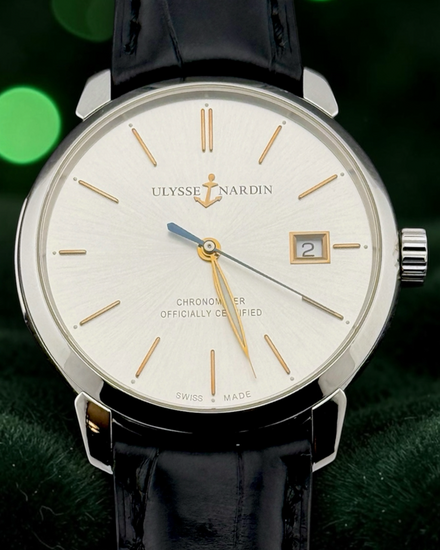 2014 Ulysse Nardin Classico 40MM Silver Dial Leather Strap (8153-111)