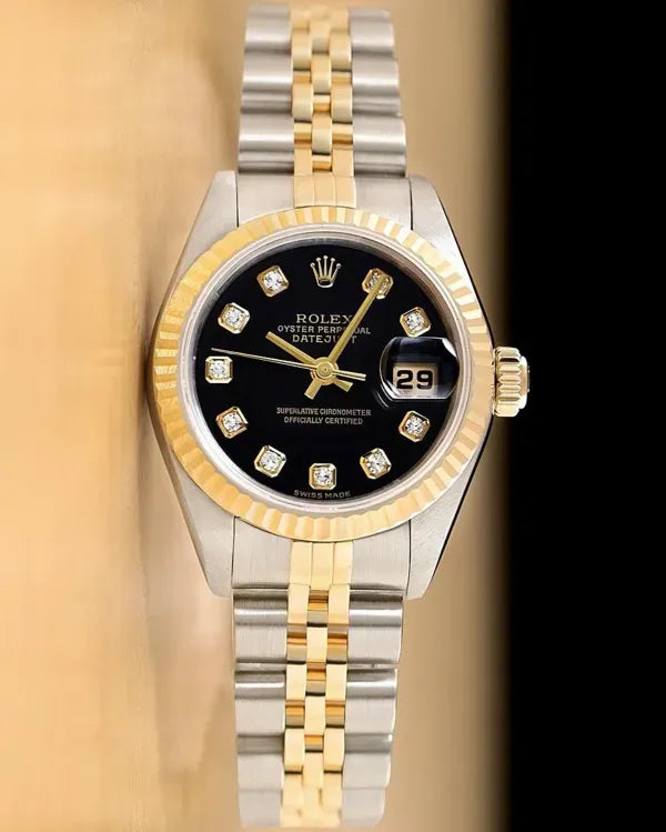 Rolex Lady-Datejust 26MM Black Dial Two-Tone Jubilee Bracelet (79173)