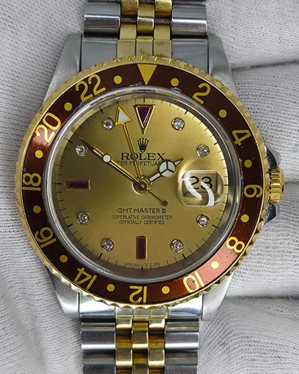 Rolex GMT-Master II 40MM Aftermarket Champagne Dial Two-Tone Jubilee Bracelet (16713)