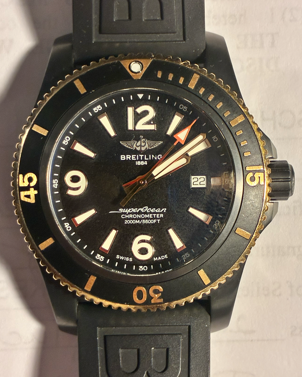 Breitling Superocean 46MM Black Dial Rubber Strap (U17368)