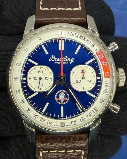 No Reserve - 2025 Breitling Top Time B01 "Shelby Cobra" 41MM Blue Dial Leather Strap (AB0176)