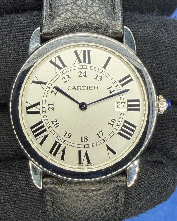 No Reserve - Cartier Ronde De Cartier Solo 36MM Quartz Silver Dial Leather Strap (WSRN0029)