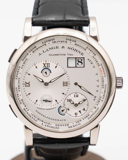 A. Lange & Söhne Lange 1 Time Zone 41.9MM Silver Dial Leather Strap (116.039)