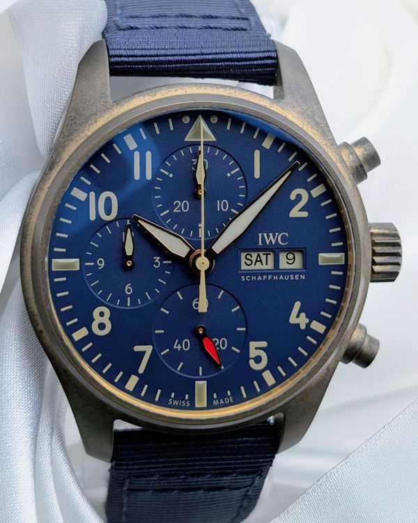 2025 IWC Schaffhausen Pilot Chronograph 41MM Blue Dial Textile Strap (IW388109)