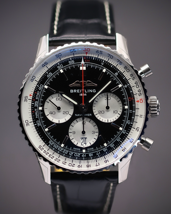 2026 Breitling Navitimer 1 B01 Chronograph 43MM Black Dial Leather Strap (AB0138)