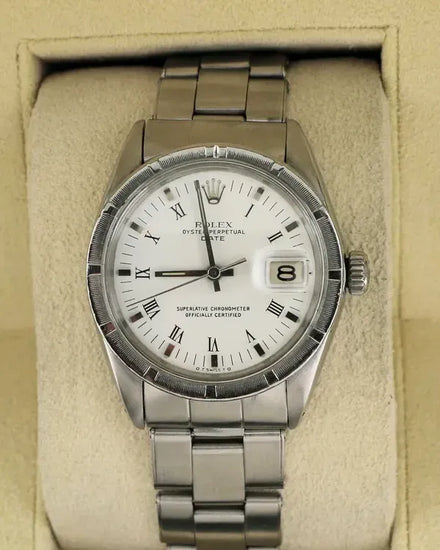 No Reserve - 1969 (1.9 Mill. Serial) Rolex Oyster Perpetual Date 34MM White Dial Oyster Bracelet (1501)