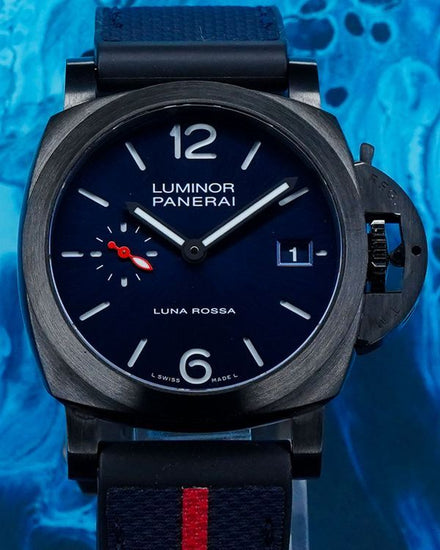 2024 Panerai Luminor Quaranta Luna Rossa DLC 40MM Blue Dial Textile Strap (PAM01408)