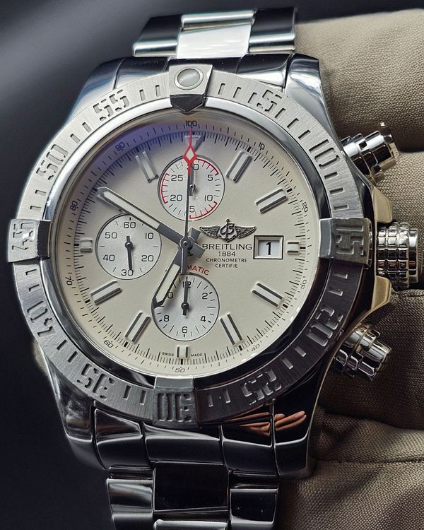 2015 Breitling Super Avenger II 48MM Silver Dial Steel Bracelet (A1337111/G779)