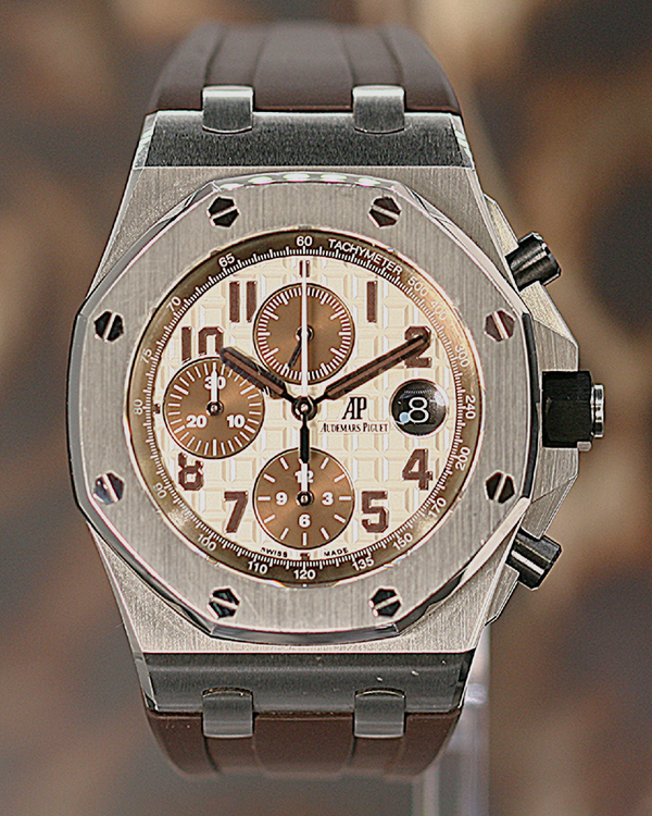 2015 Audemars Piguet Royal Oak Offshore "Safari" 42MM Ivory Dial Rubber Strap (26470ST.OO.A801CR.01)