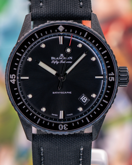 No Reserve - 2021 Blancpain Fifty Fathoms Bathyscaphe 43.6MM Black Dial Textile Strap (5000-0130-B52A)