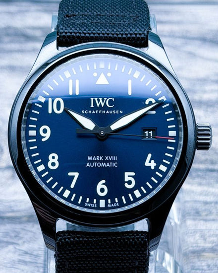 2018 IWC Schaffhausen Pilot Mark XVIII "Laureus Sport for Good Foundation" L. E. 41MM Blue Dial Textile Strap (IW324703)