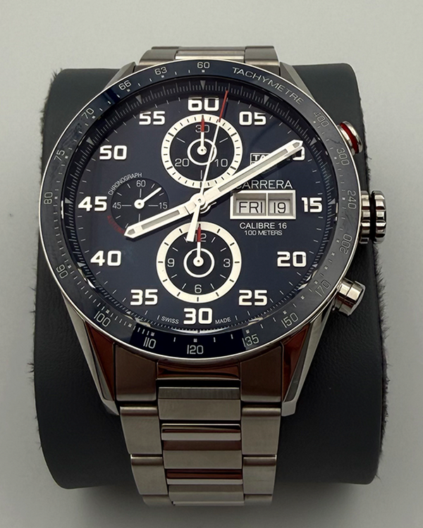 Tag Heuer Carrera Calibre 16 43MM Blue Dial Steel Bracelet (CV2A1V)