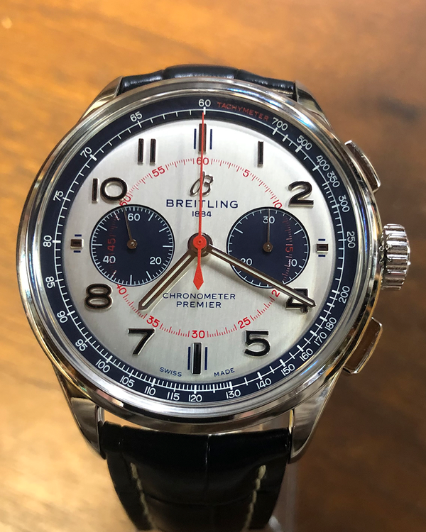 Breitling Premier B01 Chronograph Bentley Mulliner L. E. 42MM Silver Dial Leather Strap (AB0118A71G1P1)