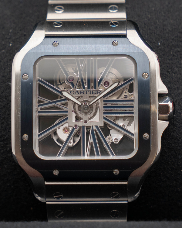 2023 Cartier Santos De Cartier 39.8MM Skeleton Dial Steel Bracelet (WHSA0026)