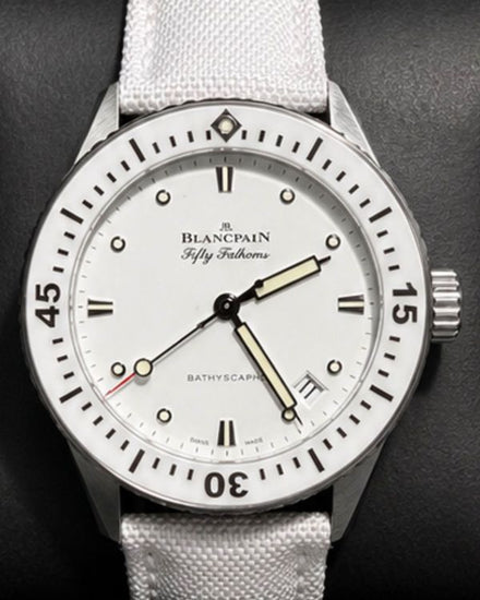 2021 Blancpain Fifty Fathoms Bathyscaphe 38MM White Dial Textile Strap (5100-1127-W52A)