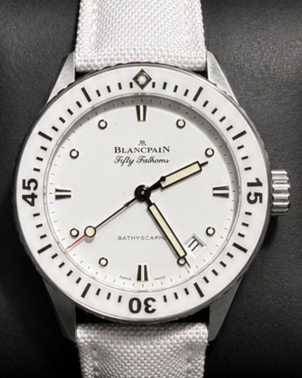 2021 Blancpain Fifty Fathoms Bathyscaphe 38MM White Dial Textile Strap (5100-1127-W52A)