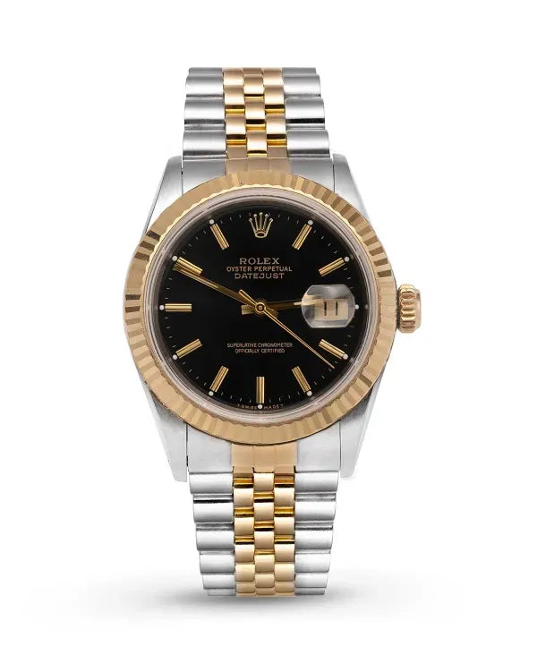 1990 Rolex Datejust 36MM Black Dial Two-Tone Jubilee Bracelet (16233)