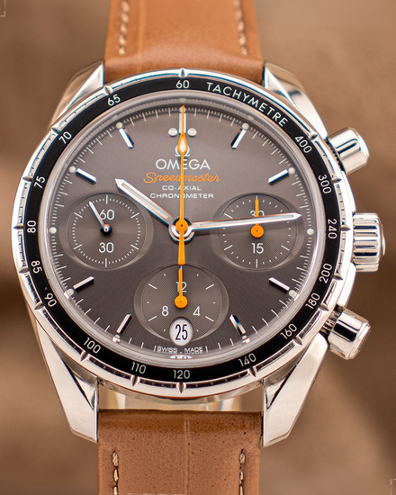 No Reserve - Omega Speedmaster 38MM Grey Dial Leather Strap (324.32.38.50.06.001)