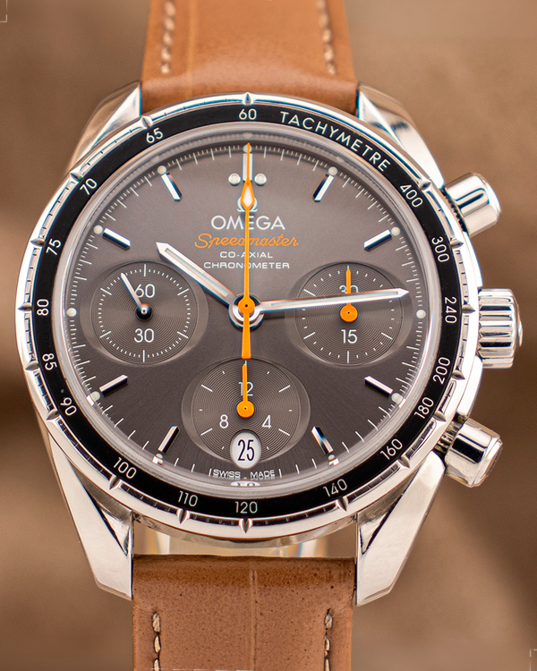No Reserve - Omega Speedmaster 38MM Grey Dial Leather Strap (324.32.38.50.06.001)